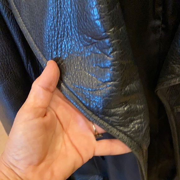 DONNA KARAN essentials collection black leather double breasted jacket - Picture 3 of 5